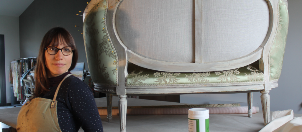 Bénédicte Chaligné stage de tapisserie à la manufacture de tressage de Bégrolles en mauges 